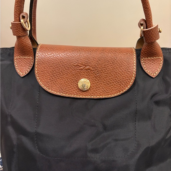 Dark Navy and Brown Medium Tote - Picture 2 of 8